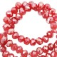 Faceted glass beads 3x2mm disc Imperial red-pearl shine coating
